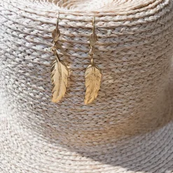 BOUCLES D'OREILLES PLUME DOREES