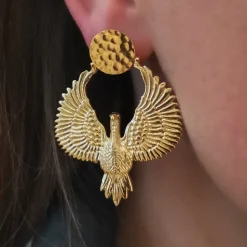 Boucles d'Oreilles Puces Aigle Dorées