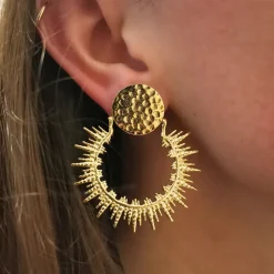 Boucles d'Oreilles Soleil Dorées