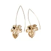 Boucles d'Oreilles Tige Feuilles de Figuier Dorées