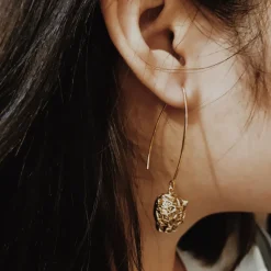 Boucles d'Oreilles Tige Panthère Dorées