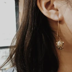 Boucles d'Oreilles Tige Panthère Dorées