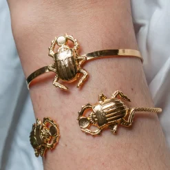 Bracelet 2 Mini Scarabées doré