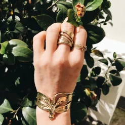 Bracelet Courbée Libellule Doré