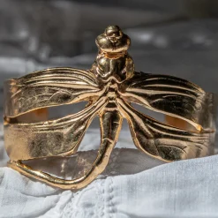 Bracelet Courbée Libellule Doré