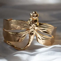 Bracelet Courbée Libellule Doré