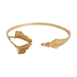 Bracelet Crocodile Ginkgo Doré