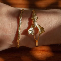 Bracelet Crocodile Ginkgo Doré