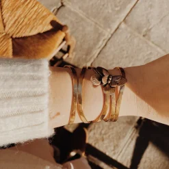 Bracelet Papillon Sur Fils Doré