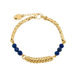 Bracelet Tressé Doré Lapis Lazuli Bleu