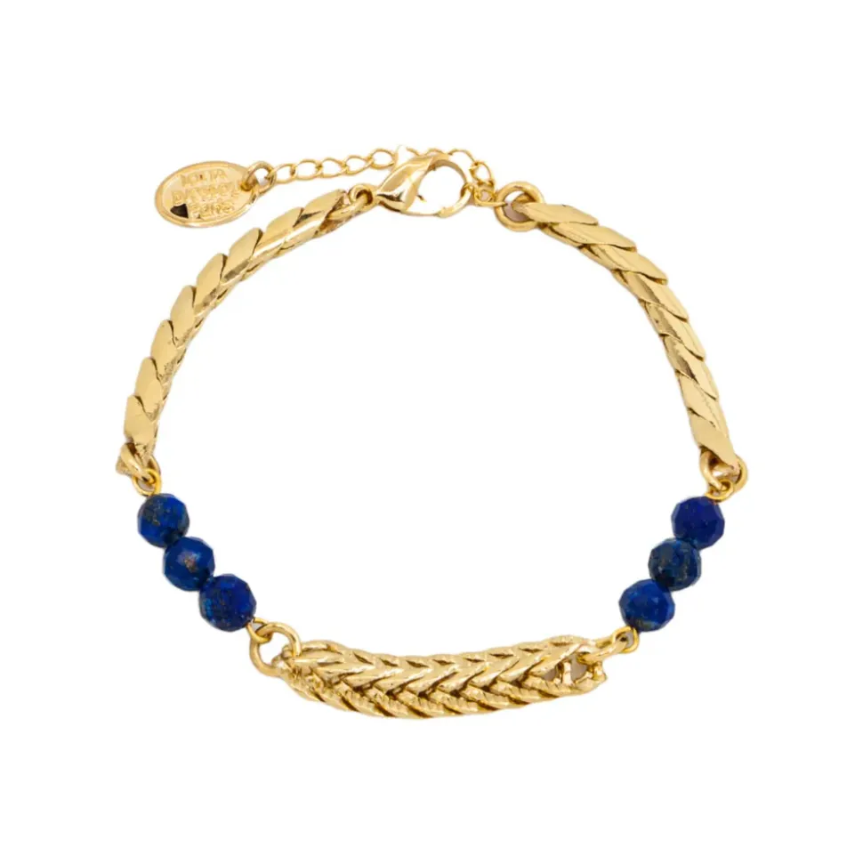 Bracelet Tressé Doré Lapis Lazuli Bleu