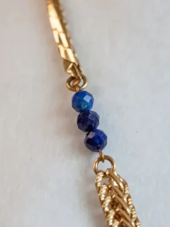 Bracelet Tressé Doré Lapis Lazuli Bleu