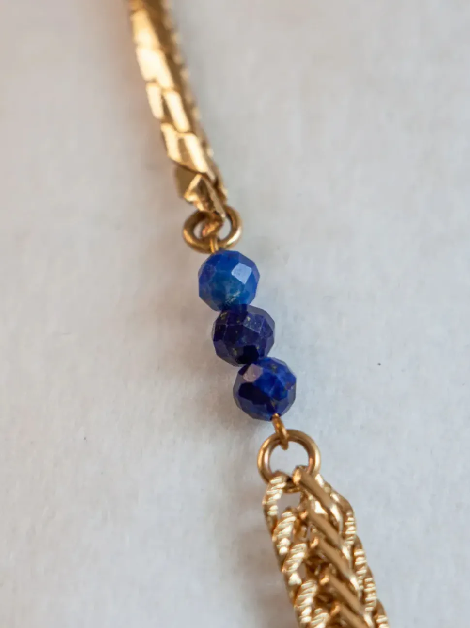 Bracelet Tressé Doré Lapis Lazuli Bleu