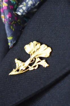 Broche Grand Gingko Dorée