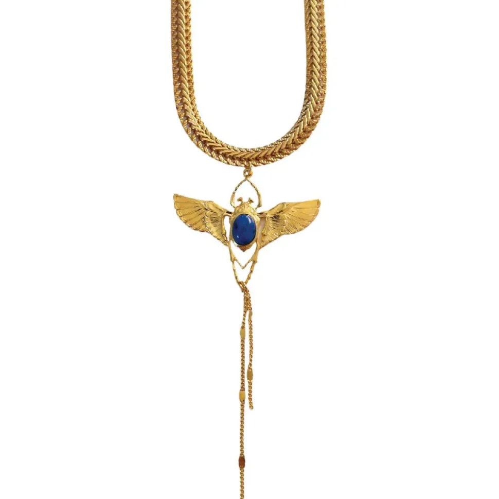 Choker Beetle Doré Lapis Lazuli Bleu