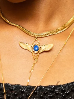 Choker Beetle Doré Lapis Lazuli Bleu