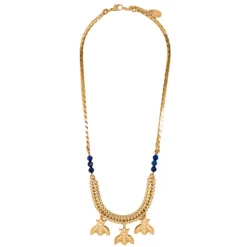 Collier Abeilles Bee Doré Lapis Lazuli Bleu