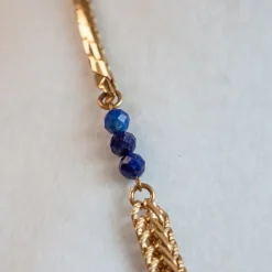 Collier Abeilles Bee Doré Lapis Lazuli Bleu