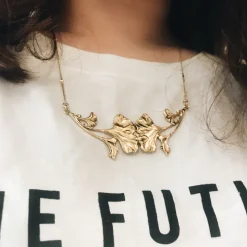 Collier Double Ginkgo Doré