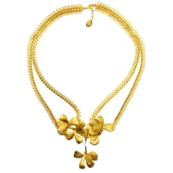 Collier fleurs Flora doré