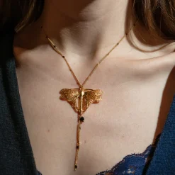 Collier Libellule Volant Doré