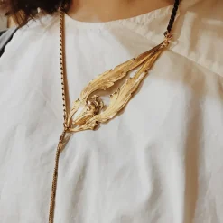 Collier Long Scarabée Doré