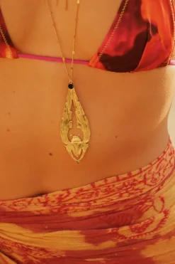 Collier Sautoir Long Scarabée Doré