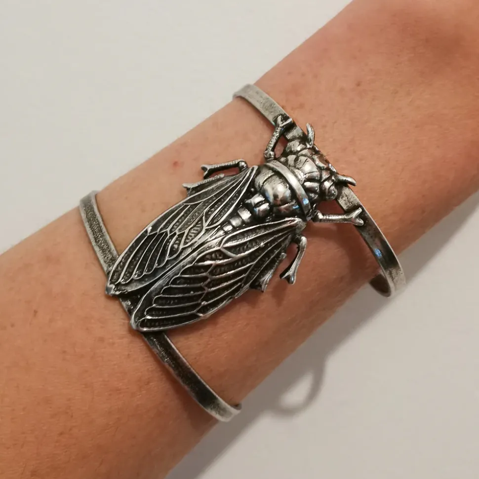 Manchette Cicada argentée