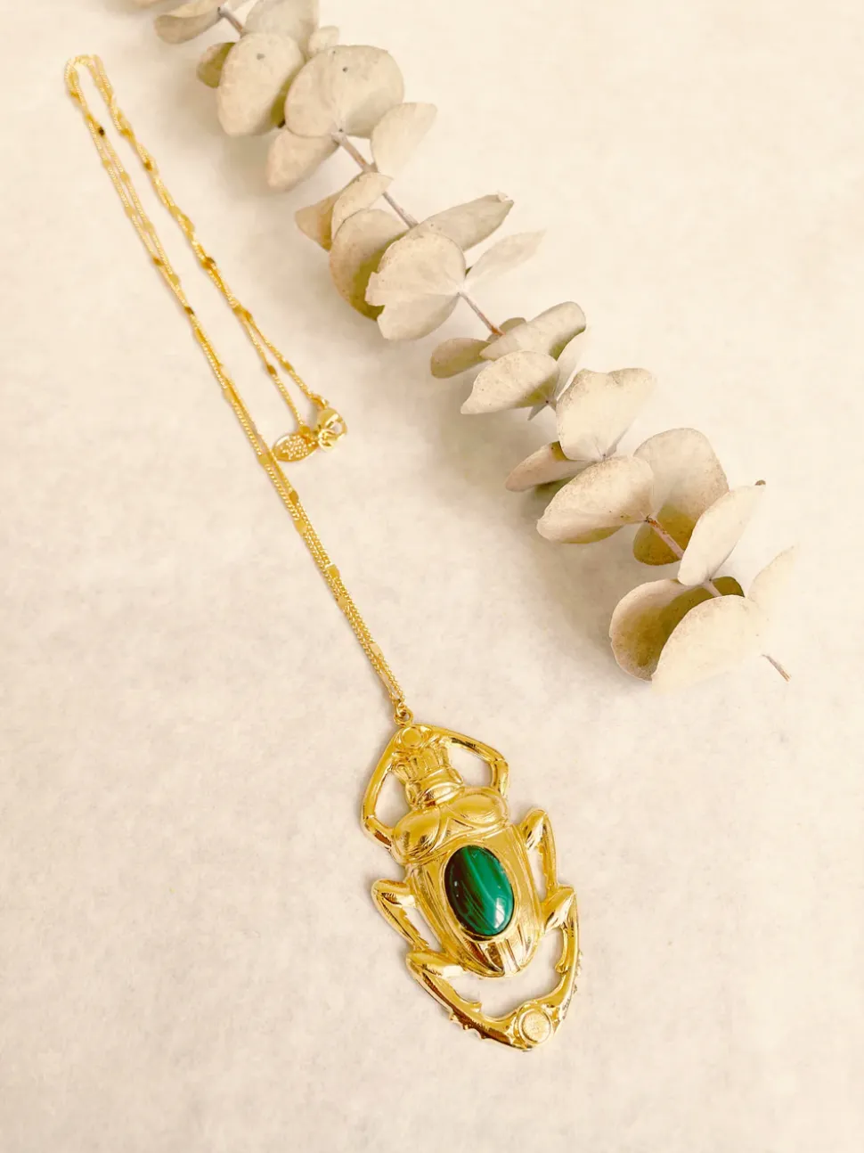 Sautoir Oscar Doré Malachite
